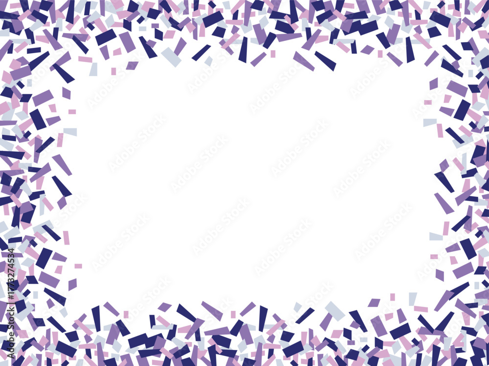 Fototapeta premium CONFETTI paper cut sparkle frame background template random scattering sprinkle element decorative pretty wallpaper purple