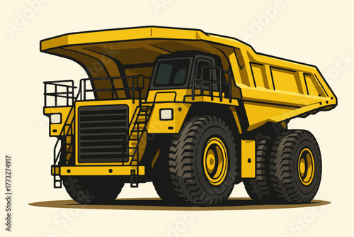 Massive Off Highway Mining Dump Truck Heavy Haul Transport Side View