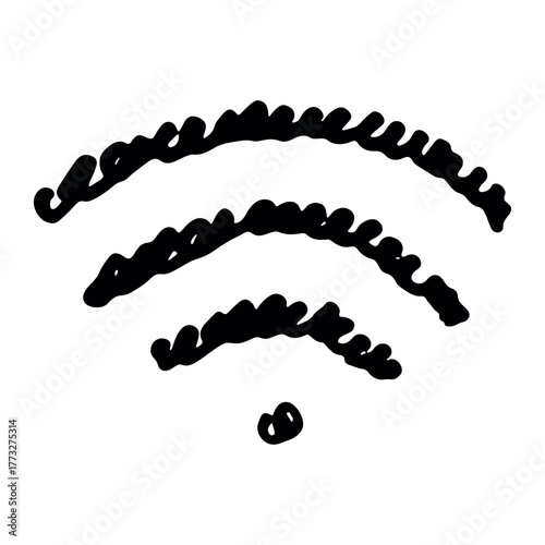 Hand drawn free wifi spot zone sign Public wi-fi area sign Wireless internet clipart in doodle style Single element for print, web, design, decor 3G, 4G, 5G, 6G, IoT