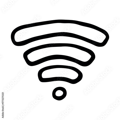 Hand drawn free wifi spot zone sign Public wi-fi area sign Wireless internet clipart in doodle style Single element for print, web, design, decor 3G, 4G, 5G, 6G, IoT