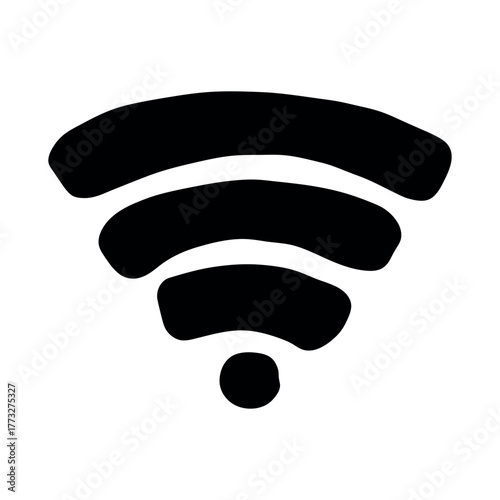 Hand drawn free wifi spot zone sign Public wi-fi area sign Wireless internet clipart in doodle style Single element for print, web, design, decor 3G, 4G, 5G, 6G, IoT