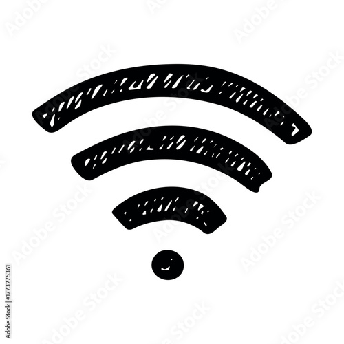 Hand drawn free wifi spot zone sign Public wi-fi area sign Wireless internet clipart in doodle style Single element for print, web, design, decor 3G, 4G, 5G, 6G, IoT