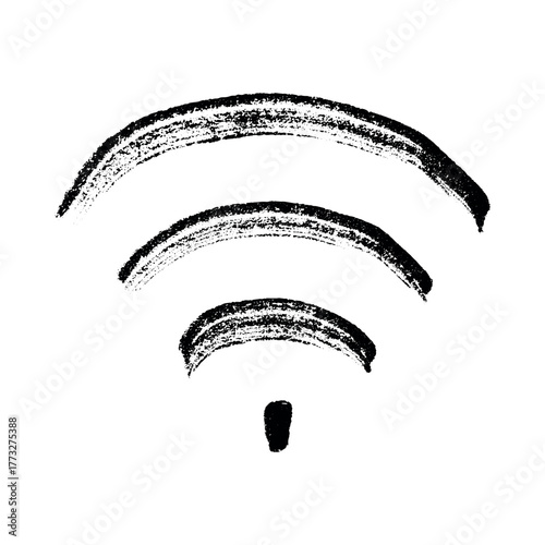 Hand drawn free wifi spot zone sign Public wi-fi area sign Wireless internet clipart in doodle style Single element for print, web, design, decor 3G, 4G, 5G, 6G, IoT