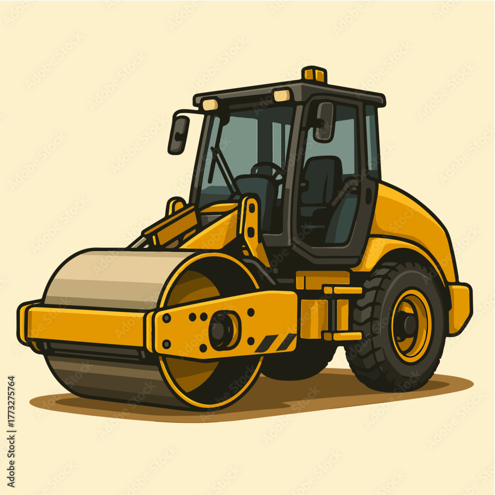 Fototapeta premium Smooth Drum Road Roller Compactor For Asphalt And Soil Compaction Projects