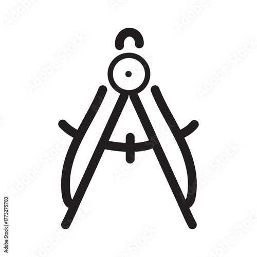 A black line art icon of a drawing compass cleverly designed to form the letter A.