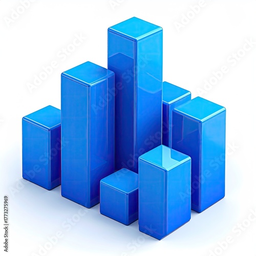 Free Download Group of glossy blue bar-like shapes, varying heights - GFXLoad