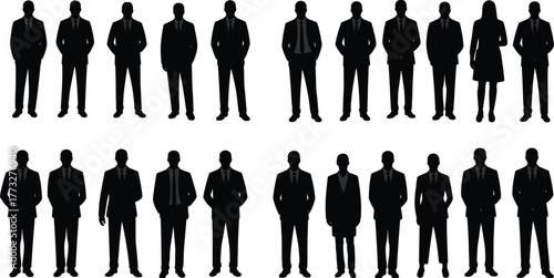 Business silhouettes set, professional people illustration, corporate team, office workers vector, leadership concept, teamwork design, executive group, formal attire art, business community