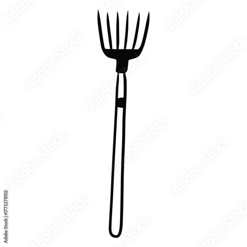 Long Handled Garden Rake or Cultivator Silhouette