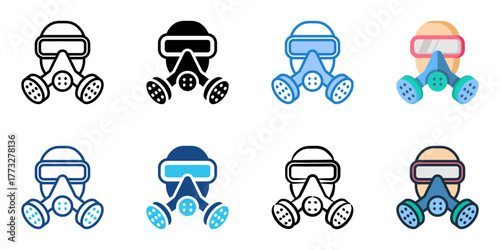 Respirator Mask icon set multiple style collection 
