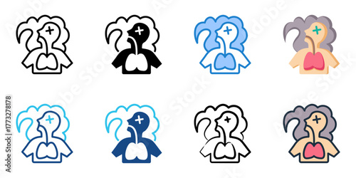 Airborne Toxins icon set multiple style collection 
