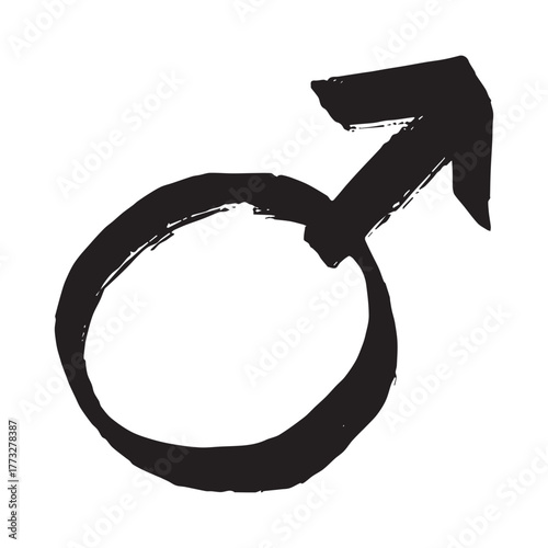 Hand drawn male gender identity sign Symbol used to represent sex and gender