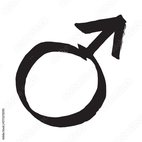 Hand drawn male gender identity sign Symbol used to represent sex and gender