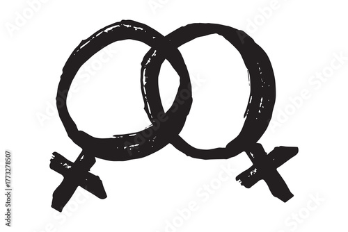 Hand drawn lesbian identity sign Symbol used to represent sex and gender