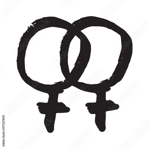 Hand drawn lesbian identity sign Symbol used to represent sex and gender