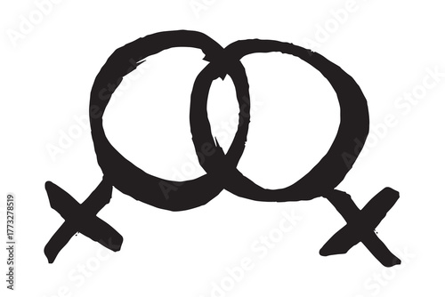Hand drawn lesbian identity sign Symbol used to represent sex and gender