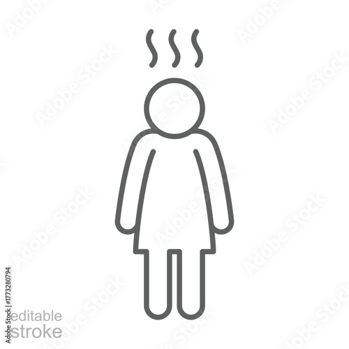 Depression icon. Simple outline style. Depression linear symbol design. Simple line illustration on white background. Editable stroke