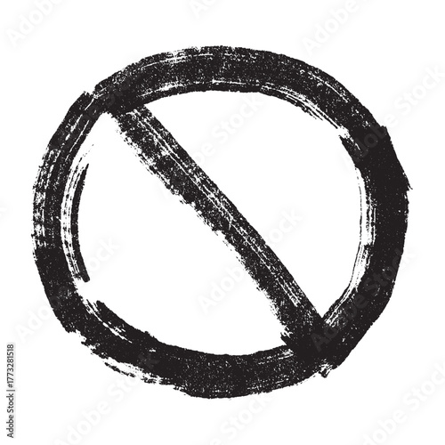 Hand drawn prohibition sign No entry symbol Black circle with cross line clipart in doodle style Ban Restriction Forbidden stop Single element for print, web, design