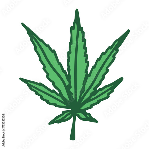 Hand drawn cannabis leaf Medicine marijuana Hemp leaves clipart in doodle style Single element for print, web, design, decor
