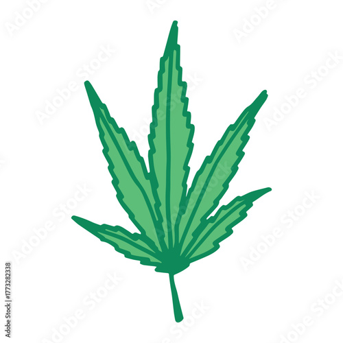 Hand drawn cannabis leaf Medicine marijuana Hemp leaves clipart in doodle style Single element for print, web, design, decor