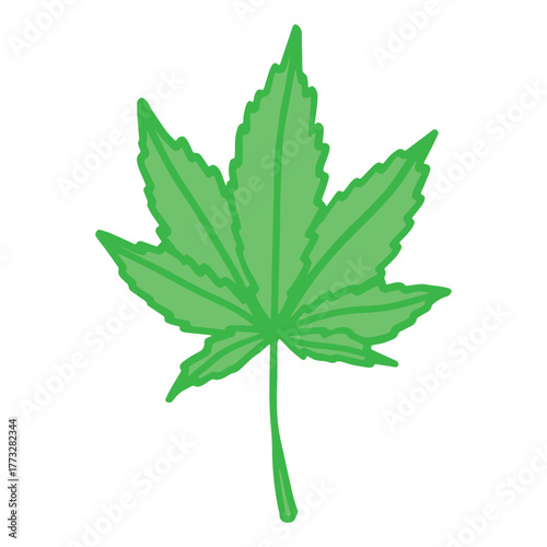 Hand drawn cannabis leaf Medicine marijuana Hemp leaves clipart in doodle style Single element for print, web, design, decor