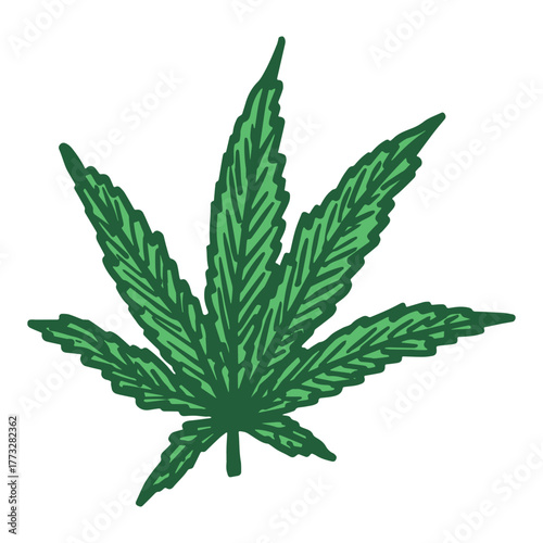Hand drawn cannabis leaf Medicine marijuana Hemp leaves clipart in doodle style Single element for print, web, design, decor