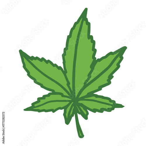Hand drawn cannabis leaf Medicine marijuana Hemp leaves clipart in doodle style Single element for print, web, design, decor
