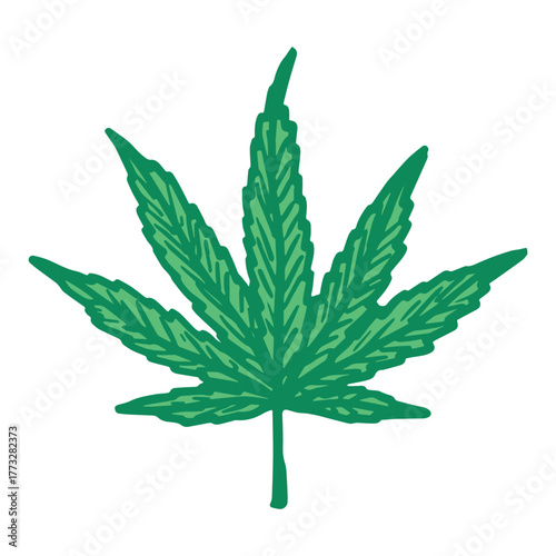 Hand drawn cannabis leaf Medicine marijuana Hemp leaves clipart in doodle style Single element for print, web, design, decor