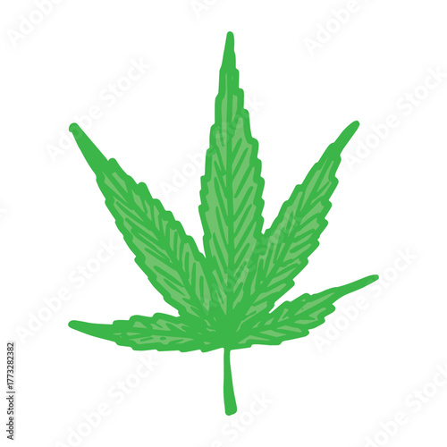 Hand drawn cannabis leaf Medicine marijuana Hemp leaves clipart in doodle style Single element for print, web, design, decor