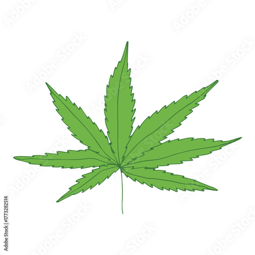 Hand drawn cannabis leaf Medicine marijuana Hemp leaves clipart in doodle style Single element for print, web, design, decor