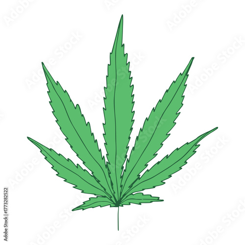 Hand drawn cannabis leaf Medicine marijuana Hemp leaves clipart in doodle style Single element for print, web, design, decor