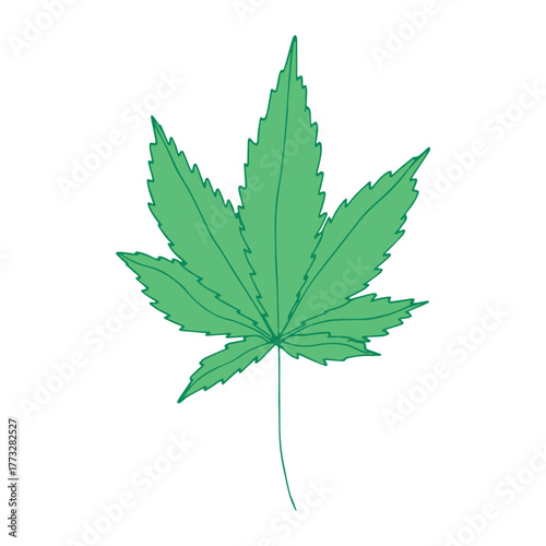 Hand drawn cannabis leaf Medicine marijuana Hemp leaves clipart in doodle style Single element for print, web, design, decor