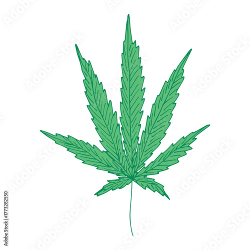 Hand drawn cannabis leaf Medicine marijuana Hemp leaves clipart in doodle style Single element for print, web, design, decor