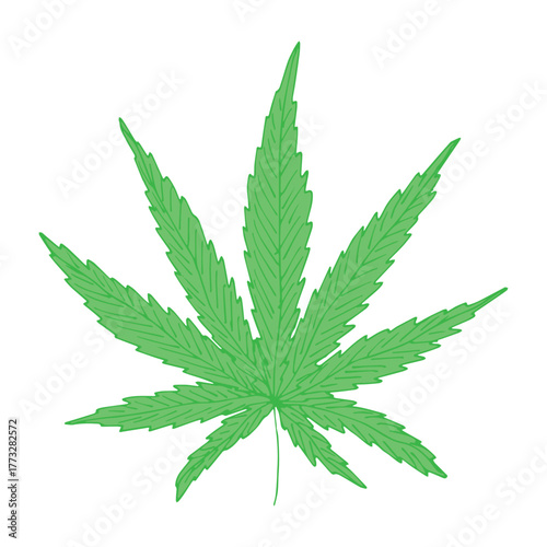 Hand drawn cannabis leaf Medicine marijuana Hemp leaves clipart in doodle style Single element for print, web, design, decor