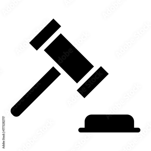 Auction Vector Line Icon, Bidding Icons Collection, Hammer silhouette.