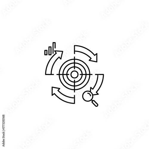Target surrounded by growth arrows