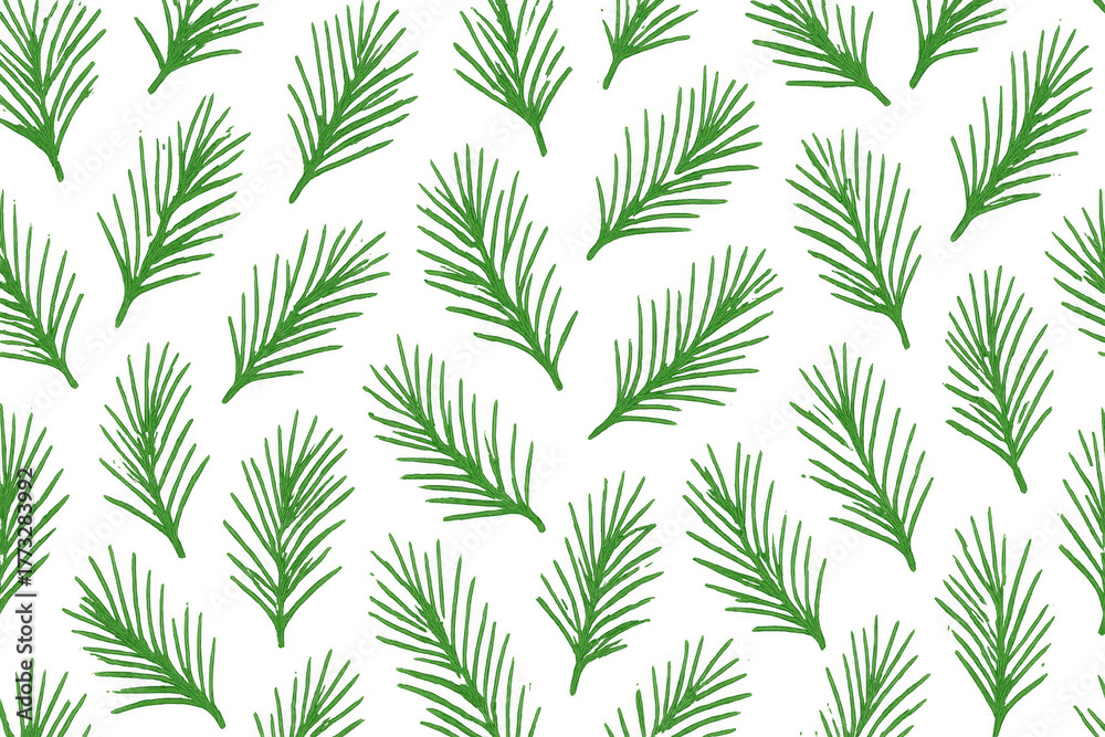 Fototapeta premium Pine tree branches pattern on transparent background. Seamless christmas vector illustration. Winter holiday season design