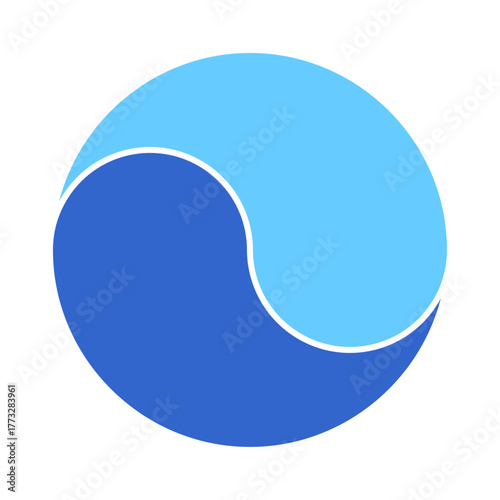 2分割の循環サイクル図テンプレート　2ステップの青い円形グラフ　ベクターイラスト