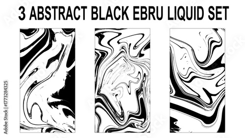 Set of Marble wavy pattern. Abstract background illustration. Ebru, Turkish marbling art background collection.