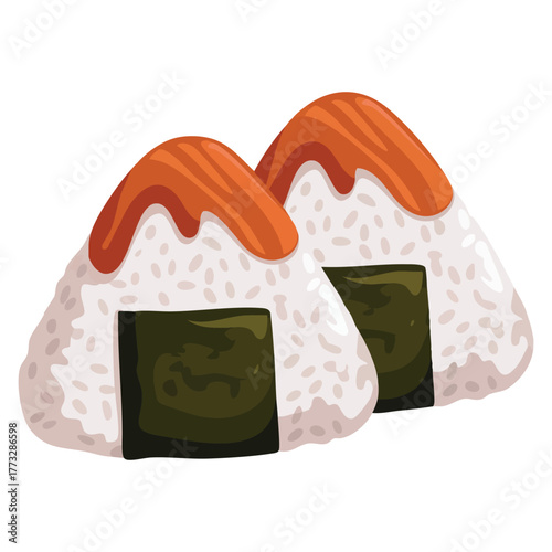 Asian onigiri vector illustration isolated on white background perfect for japanese food rice snack cuisine design or minimal restaurant artwork concept