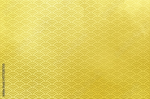 和柄背景　青海波模様　金色