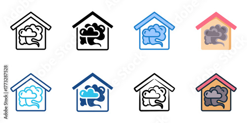 Indoor Air Pollution icon set multiple style collection 
