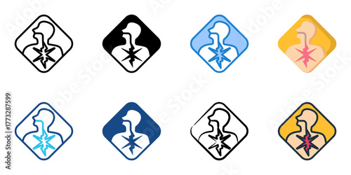 Airborne Hazards icon set multiple style collection 

