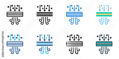 Particle Filtration icon set multiple style collection 
