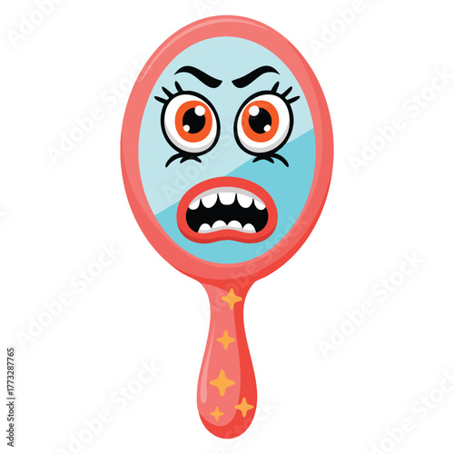 Character mirror with face on a white background illustration vector design ideal for self reflection portrait creative artwork or decorative design elements