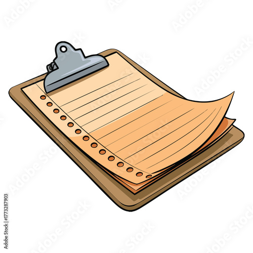 Clip pad illustration isolated on white background perfect for office school writing stationery note taking or creative educational themed artwork