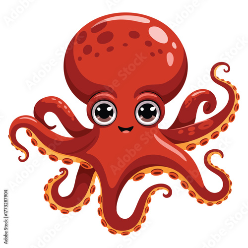 Close up octopus illustration vector isolated on white background perfect for marine wildlife nature study educational or realistic creative artwork designs