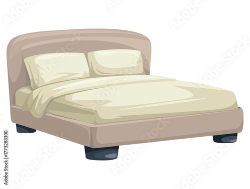 Double bed semi flat color vector object isolated on white background perfect for bedroom furniture web graphics animation or newlyweds mattress design