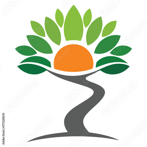 Eco sun and tree logo nature vector illustration design perfect for environment green energy ecology or natural product themed creative artwork concept