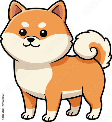 Cartoon Shiba Inu dog standing full body puppy animal