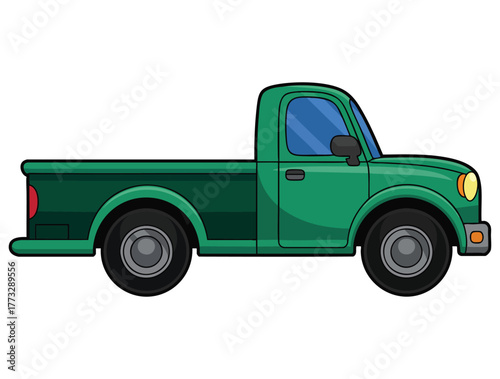 Illustration of a green truck isolated on white background vector design ideal for delivery logistics vehicle transport or automotive themed creative artwork